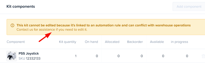 Kit with components that belong to an automation rule in the LVK App